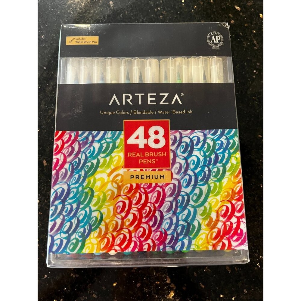 Arteza Real Brush Pens 48 Colours For Watercolour Painting With Flexible Nylon